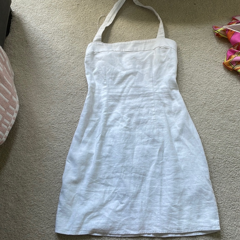 Abercrombie white linen halter dress